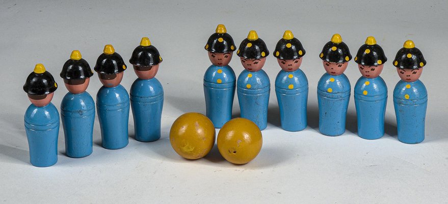 Wooden Toy Bowling Game from Gurman Matelica, Italy, 1940s, Set of 12-RAQ-1406869