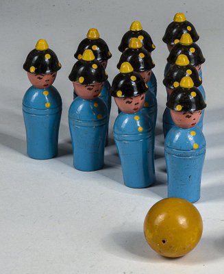 Wooden Toy Bowling Game from Gurman Matelica, Italy, 1940s, Set of 12-RAQ-1406869