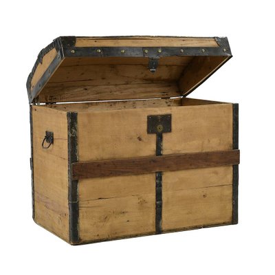 Wooden Transport Trunk with Steel Reinforcements-NQ-1729776