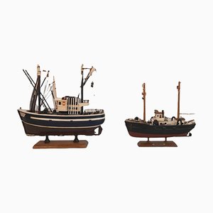 Wooden Trawler Boat Models, Set of 2-TCS-1264448