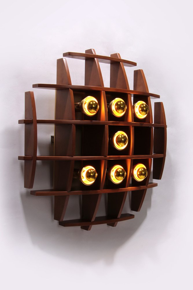 Wooden Wall Lamp by Angelo Brotto, 1960s