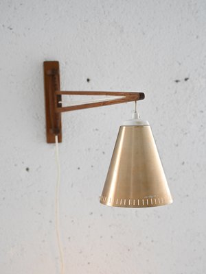 Wooden Wall Light with Adjustable Arm, 1960s-QWP-2035554