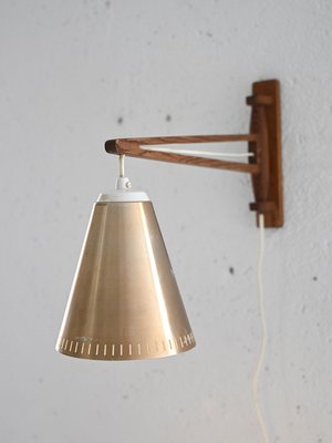 Wooden Wall Light with Adjustable Arm, 1960s-QWP-2035554