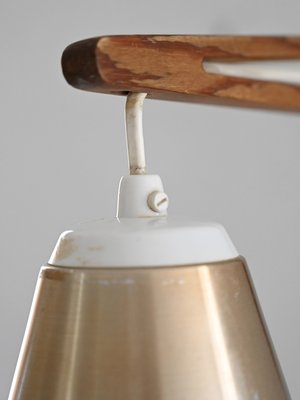 Wooden Wall Light with Adjustable Arm, 1960s-QWP-2035554