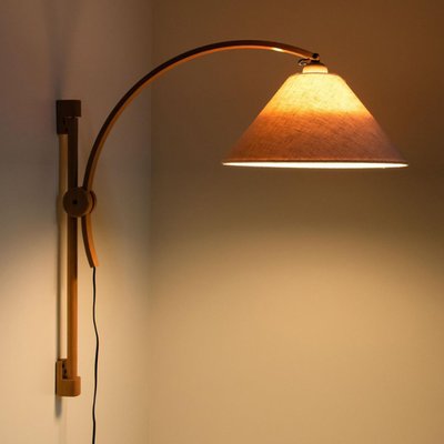 Wooden Wall Lights with Natural Shade by Domus Germany, 1970s-VDW-1358400