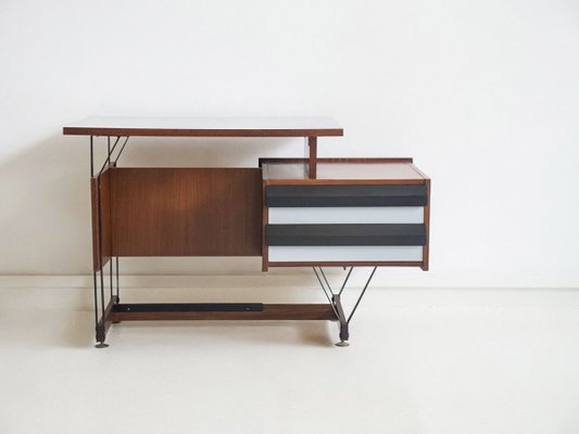 Wooden Writing Desk with Metal Structure, Italy, 1960s-ZYF-834872