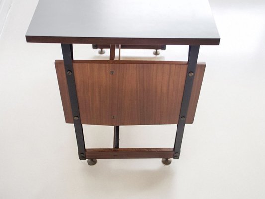 Wooden Writing Desk with Metal Structure, Italy, 1960s-ZYF-834872