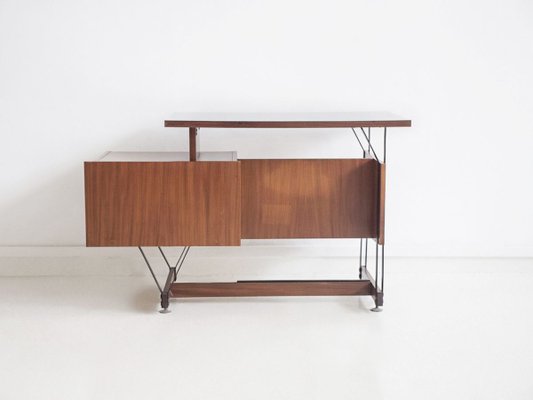 Wooden Writing Desk with Metal Structure, Italy, 1960s-ZYF-834872