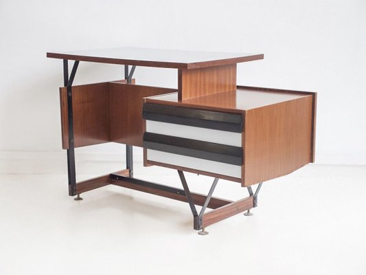 Wooden Writing Desk with Metal Structure, Italy, 1960s-ZYF-834872