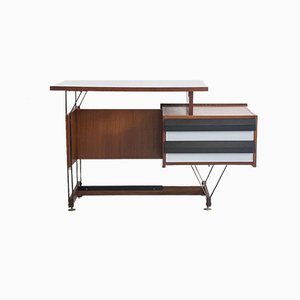 Wooden Writing Desk with Metal Structure, Italy, 1960s-ZYF-834872