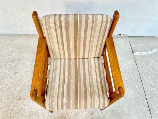 Wool & Oak Brutalist Armchair, Scandinavia, 1960s-JP-1362330