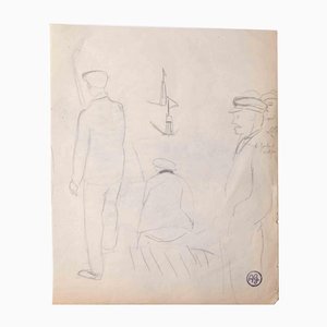 Workers, Original Drawing, Mid 20th-Century-ZCI-1163918