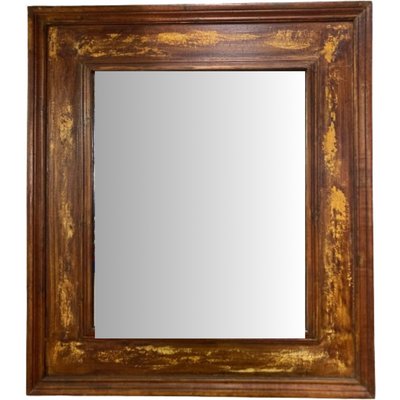 Worn Mirror with Brown-Gold Frame, 1980s-SNX-1793653