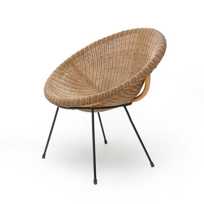 Woven Rattan Armchair, 1950s-EZ-1812664