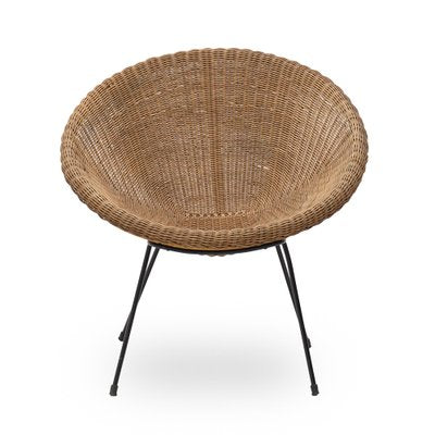 Woven Rattan Armchair, 1950s-EZ-1812664