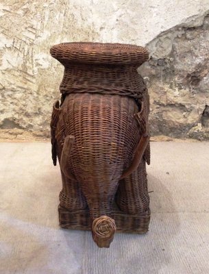 Woven Wicker Elephant Pedestal, 1960s-MCB-1432099