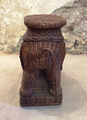 Woven Wicker Elephant Pedestal, 1960s-MCB-1432099