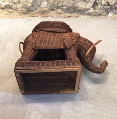 Woven Wicker Elephant Pedestal, 1960s-MCB-1432099