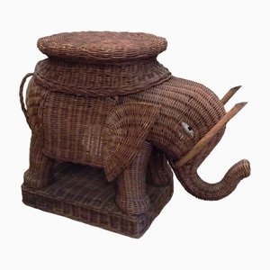 Woven Wicker Elephant Pedestal, 1960s-MCB-1432099