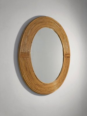 Woven Wicker Wall Mirror attributed to Adrien Audoux & Frida Minet, France, 1950s-NLF-1719231