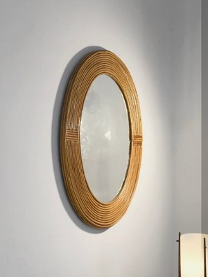 Woven Wicker Wall Mirror attributed to Adrien Audoux & Frida Minet, France, 1950s-NLF-1719231