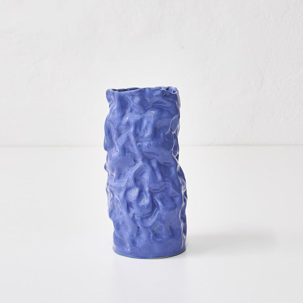 Wrinkled Blue Vase by Siup Studio