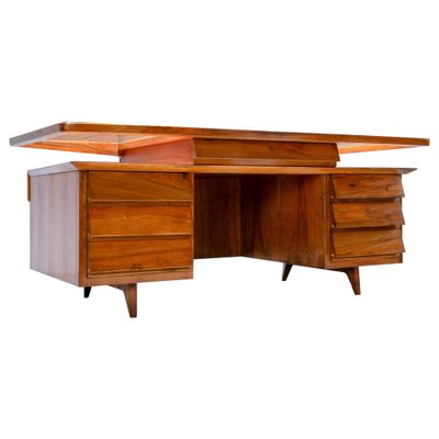 Writing Desk in Walnut and Glass attributed to Silvio Cavatorta, Italy, 1950s-ITV-1717812