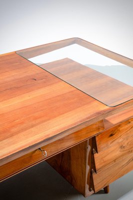 Writing Desk in Walnut and Glass attributed to Silvio Cavatorta, Italy, 1950s-ITV-1717812