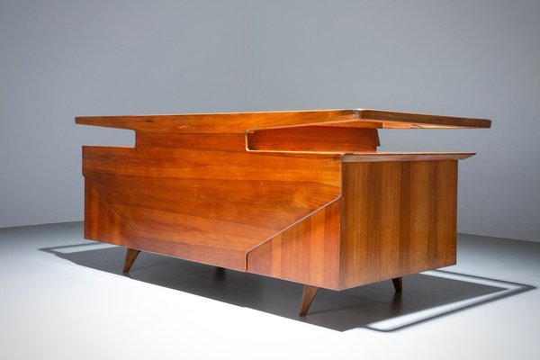 Writing Desk in Walnut and Glass attributed to Silvio Cavatorta, Italy, 1950s-ITV-1717812