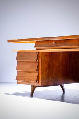 Writing Desk in Walnut and Glass attributed to Silvio Cavatorta, Italy, 1950s-ITV-1717812