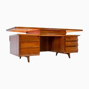 Writing Desk in Walnut and Glass attributed to Silvio Cavatorta, Italy, 1950s-ITV-1717812