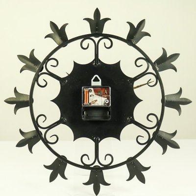 Wrought Iron and Brass Electric Wall Clock from Atlanta, 1960s-FUP-664191