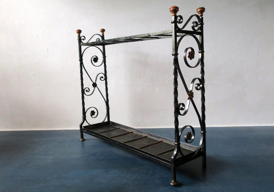 Wrought Iron and Brass Umbrella Stand, 1890s