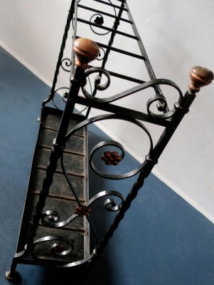 Wrought Iron and Brass Umbrella Stand, 1890s-ED-1719154