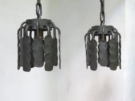 Wrought Iron and Copper Ceiling Lights, 1970s, Set of 2-EY-1010470