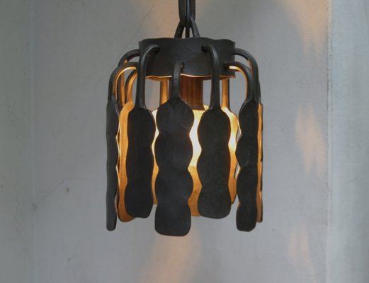 Wrought Iron and Copper Ceiling Lights, 1970s, Set of 2-EY-1010470