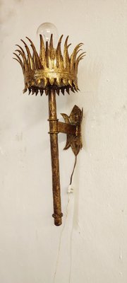 Wrought Iron and Gold leaf Wall Sconce, Spain, 1950s-RGF-1719537