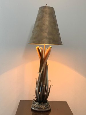 Wrought iron and gold leatherette console lamp, 1980s-IJR-1778406