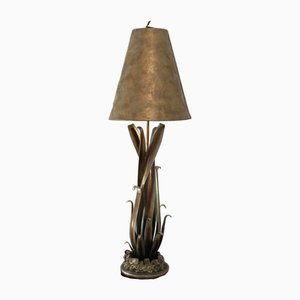 Wrought iron and gold leatherette console lamp, 1980s-IJR-1778406