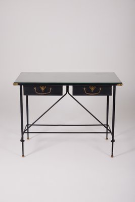 Wrought Iron and Leather Desk by Jacques Adnet-QAC-2034726