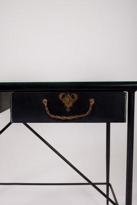 Wrought Iron and Leather Desk by Jacques Adnet-QAC-2034726