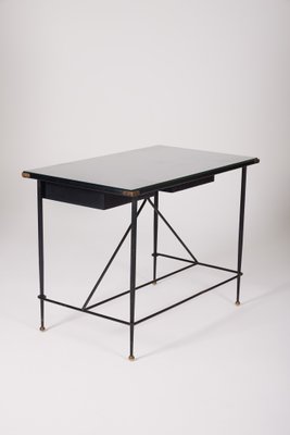 Wrought Iron and Leather Desk by Jacques Adnet-QAC-2034726