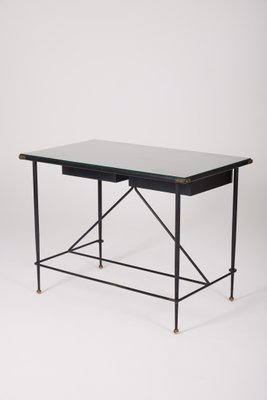 Wrought Iron and Leather Desk by Jacques Adnet-QAC-2034726