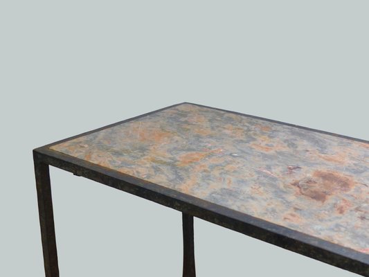 Wrought Iron and Marble Coffee Table-DQG-1009532