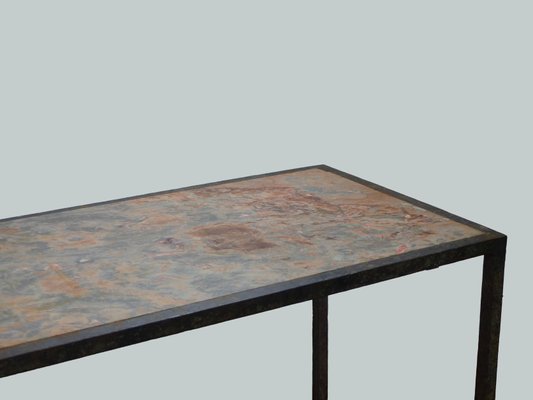 Wrought Iron and Marble Coffee Table-DQG-1009532