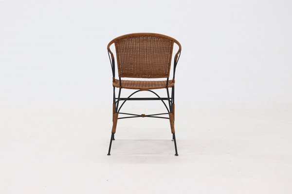 Wrought Iron and Rattan Side Chair, 1970s-VV-2019770