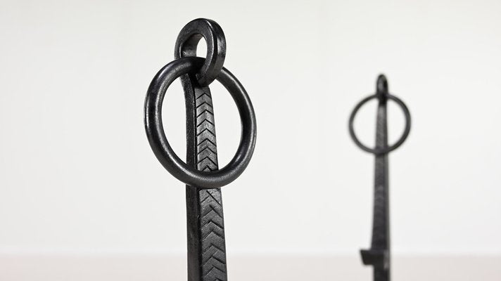 Wrought Iron Andirons, France, 18th Century, Set of 2-ERF-2040544