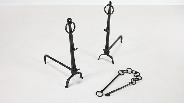 Wrought Iron Andirons, France, 18th Century, Set of 2-ERF-2040544