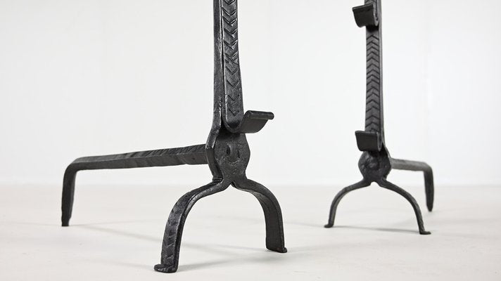 Wrought Iron Andirons, France, 18th Century, Set of 2-ERF-2040544