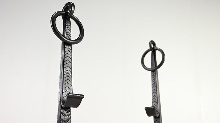 Wrought Iron Andirons, France, 18th Century, Set of 2-ERF-2040544